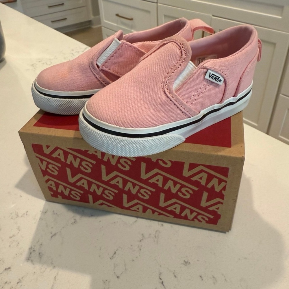 Vans Kids Pink Canvas Slip-On Sneakers